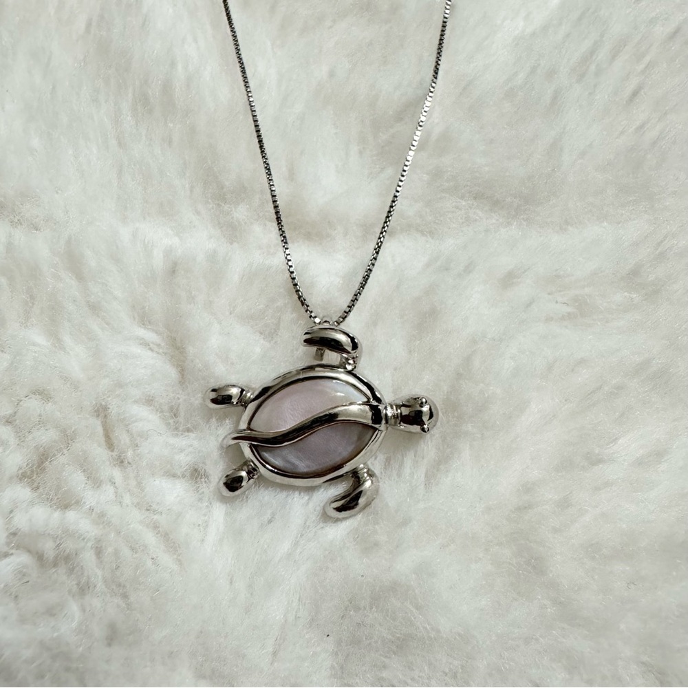 Sterling Silver 925 Sea Turtle Pendant Necklace 18” Italy - Picture 4 of 12